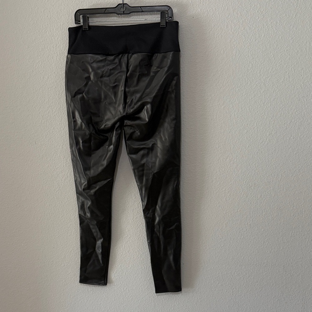 Spanx Stylish Black Faux Leather pleather Leggings tights Sz 1X - Picture 6 of 10